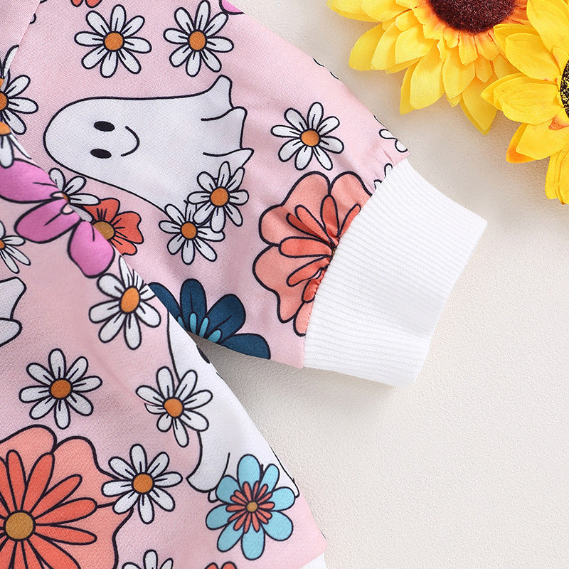 Flower Ghost Long-sleeve Jumpsuit Children's Jump Suit