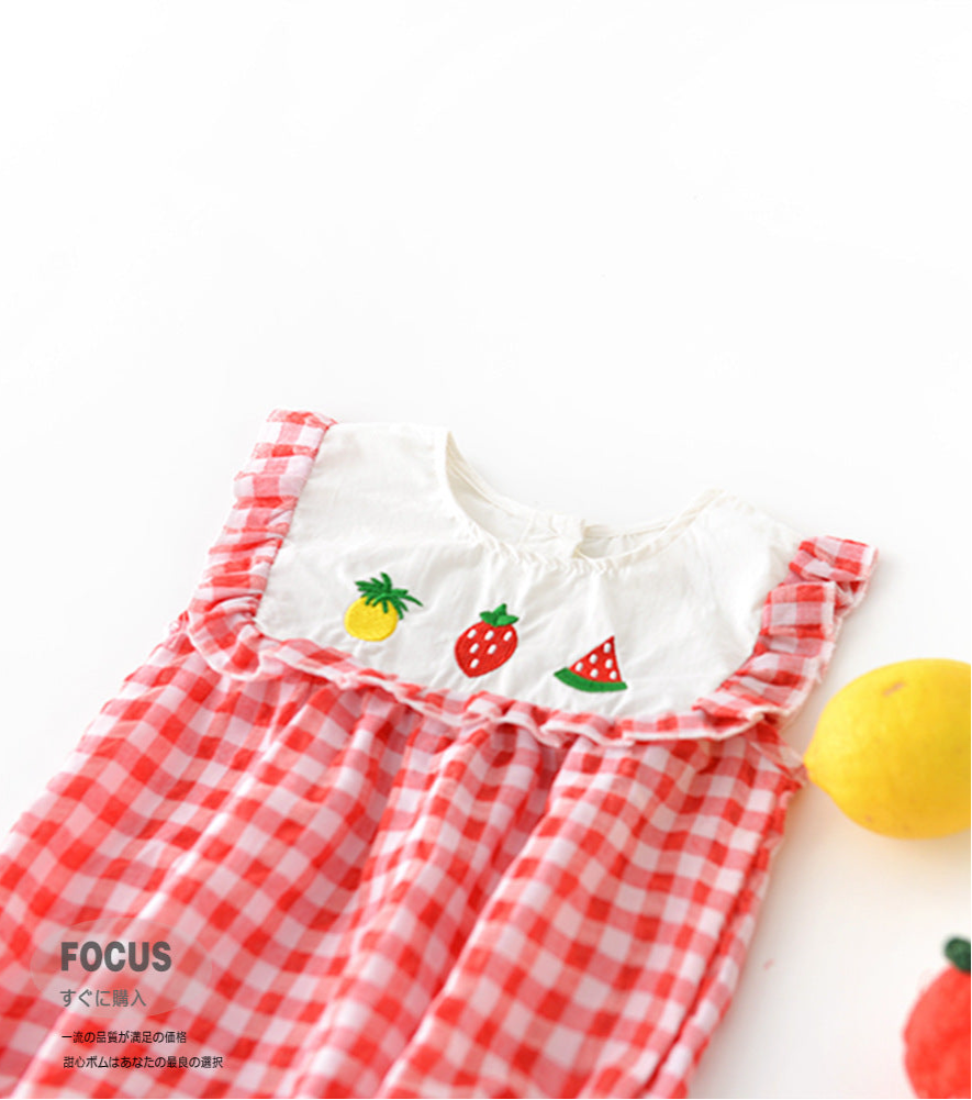 Baby Plaid Lace Sleeves Romper